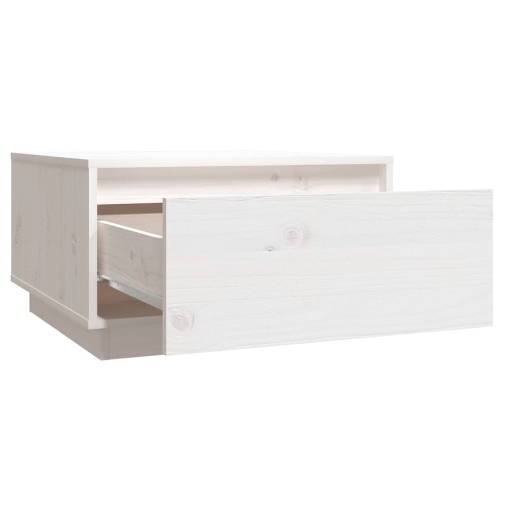 Tavolino da Salotto Bianco 55x56x32 cm Legno Massello di Pino - homemem39