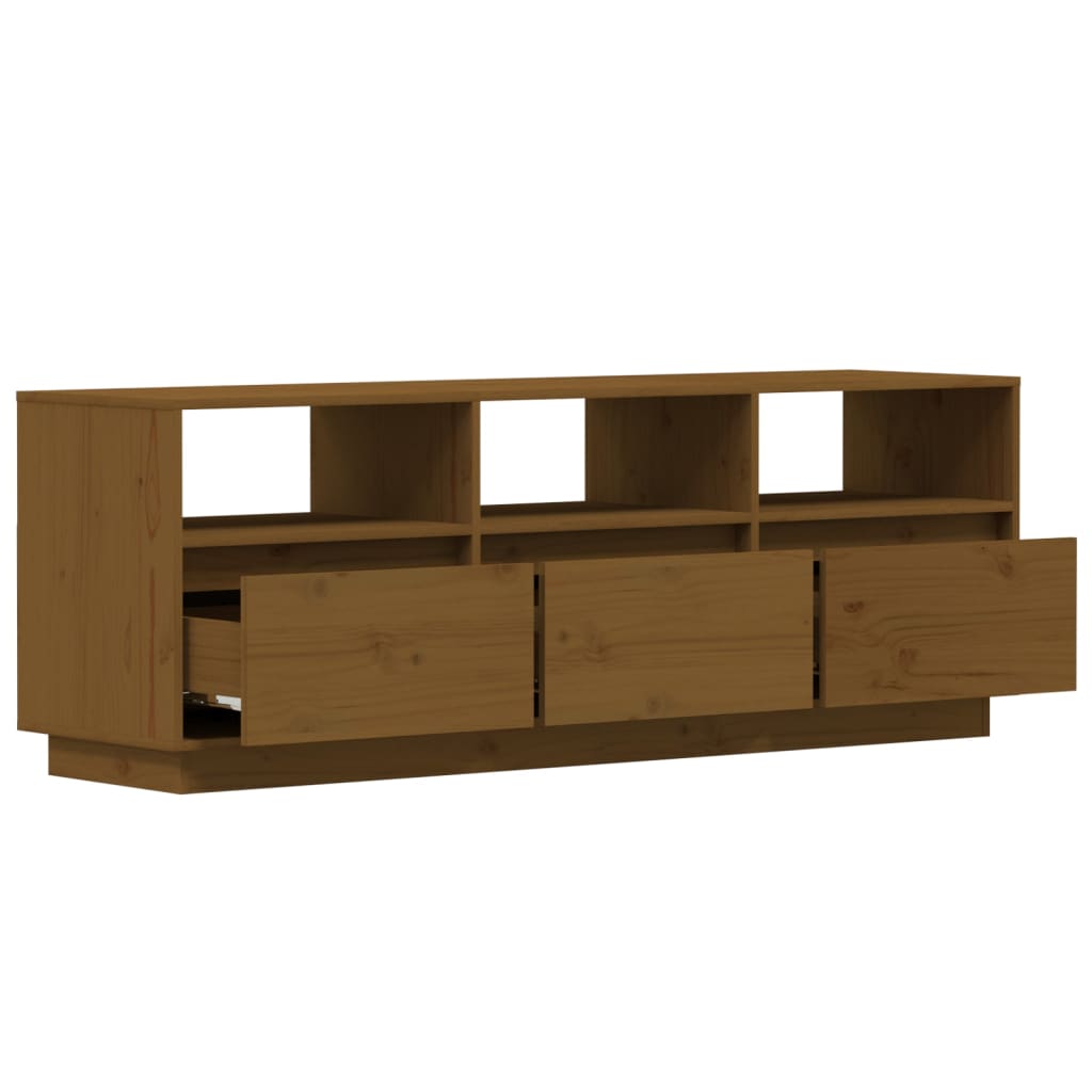 Mobile TV Marrone Miele 140x37x35 cm in Legno Massello di Pino - homemem39