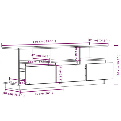 Mobile TV Marrone Miele 140x37x35 cm in Legno Massello di Pino - homemem39