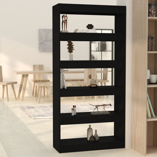 Libreria/Divisorio Nero 80x30x166 cm in Truciolato - homemem39