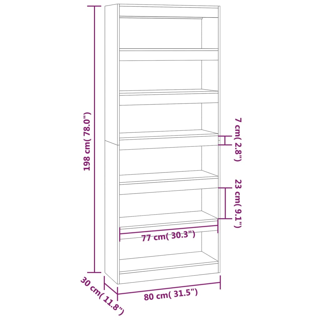 Libreria/Divisorio Grigio Cemento 80x30x198 cm in Truciolato - homemem39