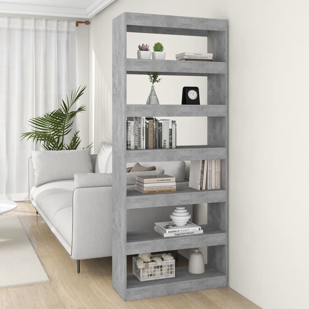 Libreria/Divisorio Grigio Cemento 80x30x198 cm in Truciolato - homemem39