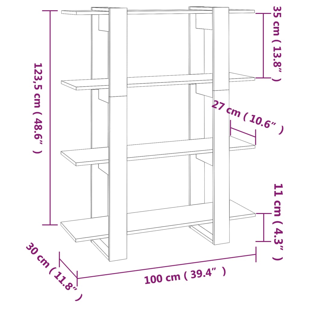 Libreria/Divisorio Rovere Marrone 100x30x123,5 cm - homemem39