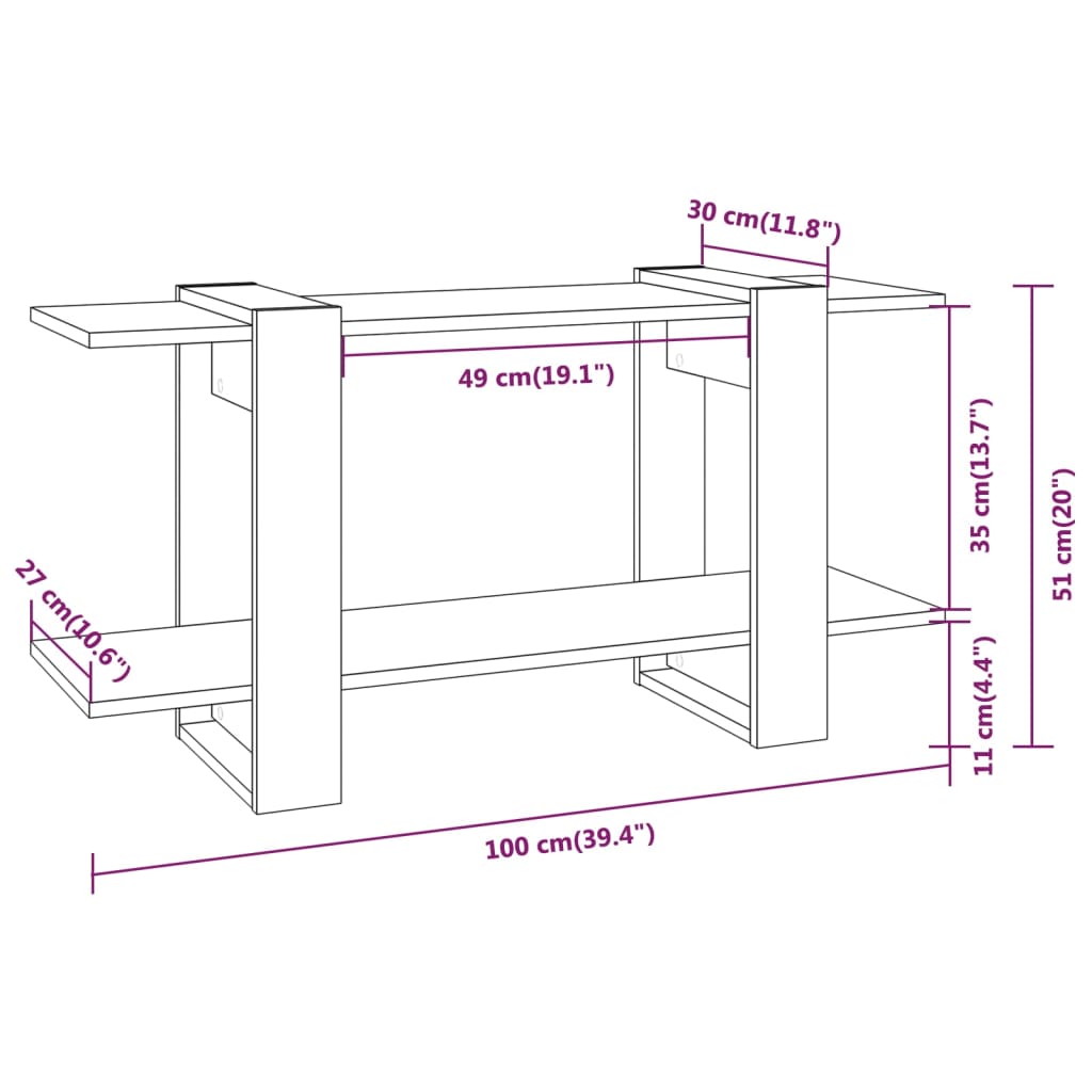 Libreria Grigio Marrone 100x30x51 cm in Legno Multistrato - homemem39