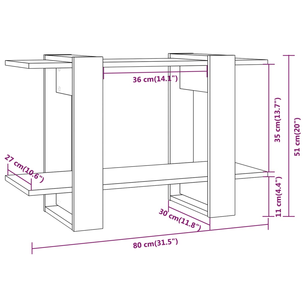 Libreria/Divisorio Rovere Marrone 80x30x51 cm - homemem39