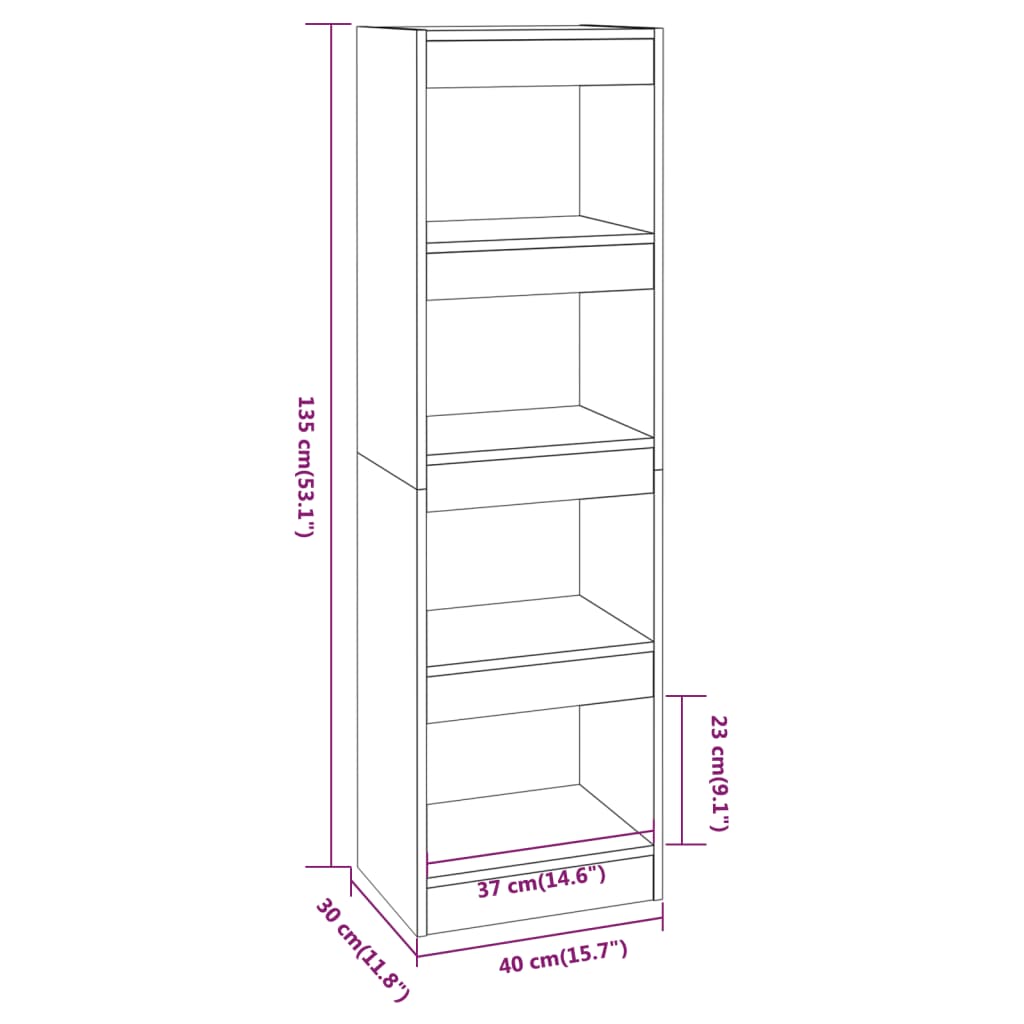 Libreria/Divisorio Rovere Marrone 40x30x135 cm - homemem39