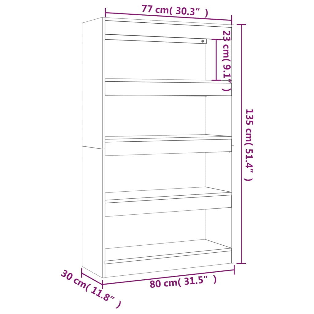 Libreria/Divisorio Rovere Marrone 80x30x135 cm in Truciolato - homemem39