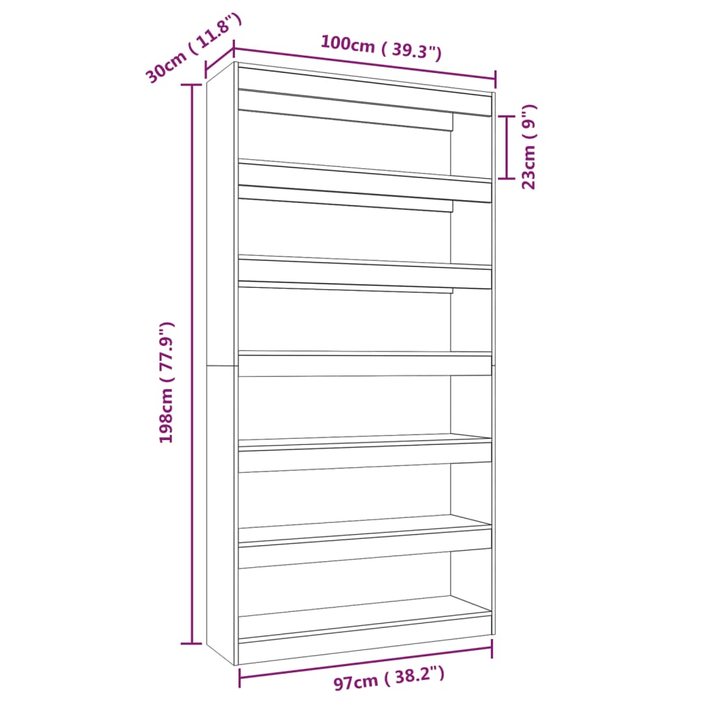 Libreria/Divisorio Grigio Sonoma 100x30x198cm Legno Multistrato - homemem39