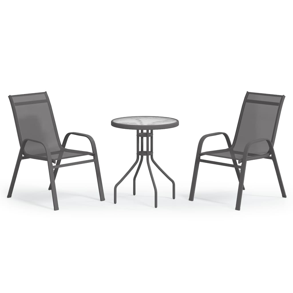 Set da Bistrot per Giardino 3 pz Grigio - homemem39