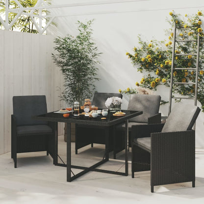 Set da Pranzo per Giardino 5 pz con Cuscini in Polyrattan Nero - homemem39