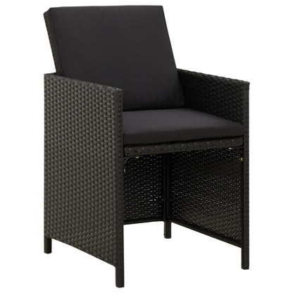 Set da Pranzo per Giardino 9 pz con Cuscini in Polyrattan Nero - homemem39