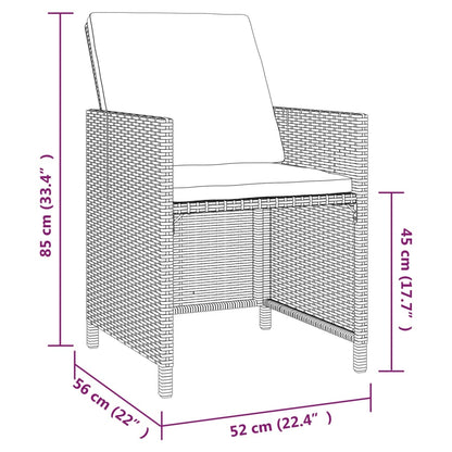 Set da Pranzo per Giardino 9 pz con Cuscini in Polyrattan Nero - homemem39