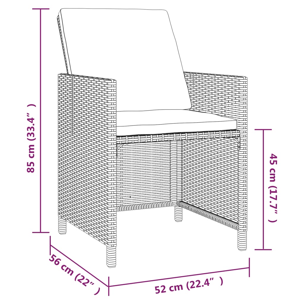 Set da Pranzo per Giardino 5 pz con Cuscini Polyrattan Grigio - homemem39