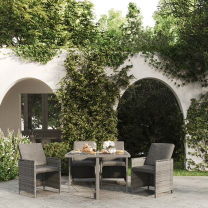 Set da Pranzo per Giardino 5 pz con Cuscini Polyrattan Grigio - homemem39