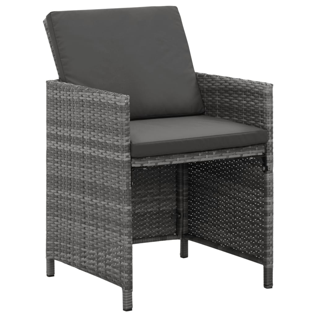 Set da Pranzo per Giardino 9 pz con Cuscini Polyrattan Grigio - homemem39