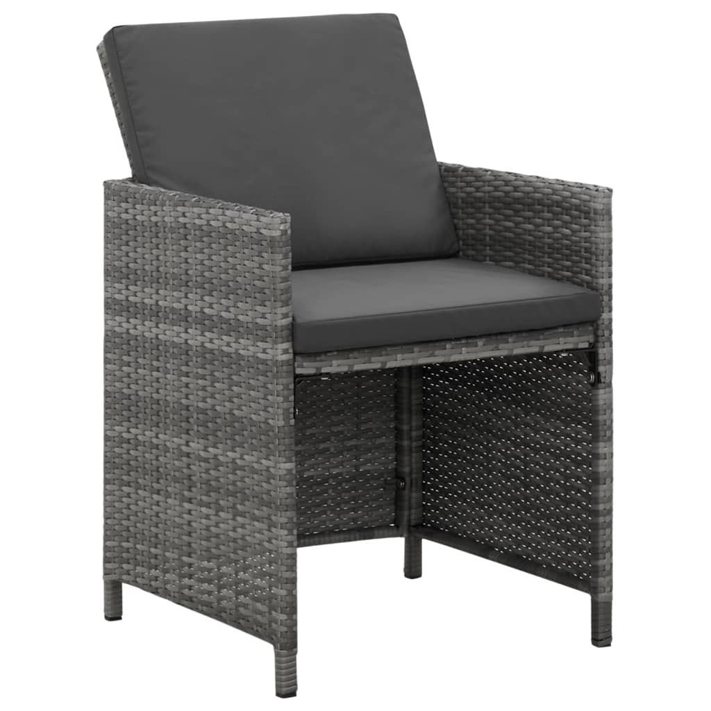 Set da Pranzo per Giardino 9 pz con Cuscini Polyrattan Grigio - homemem39