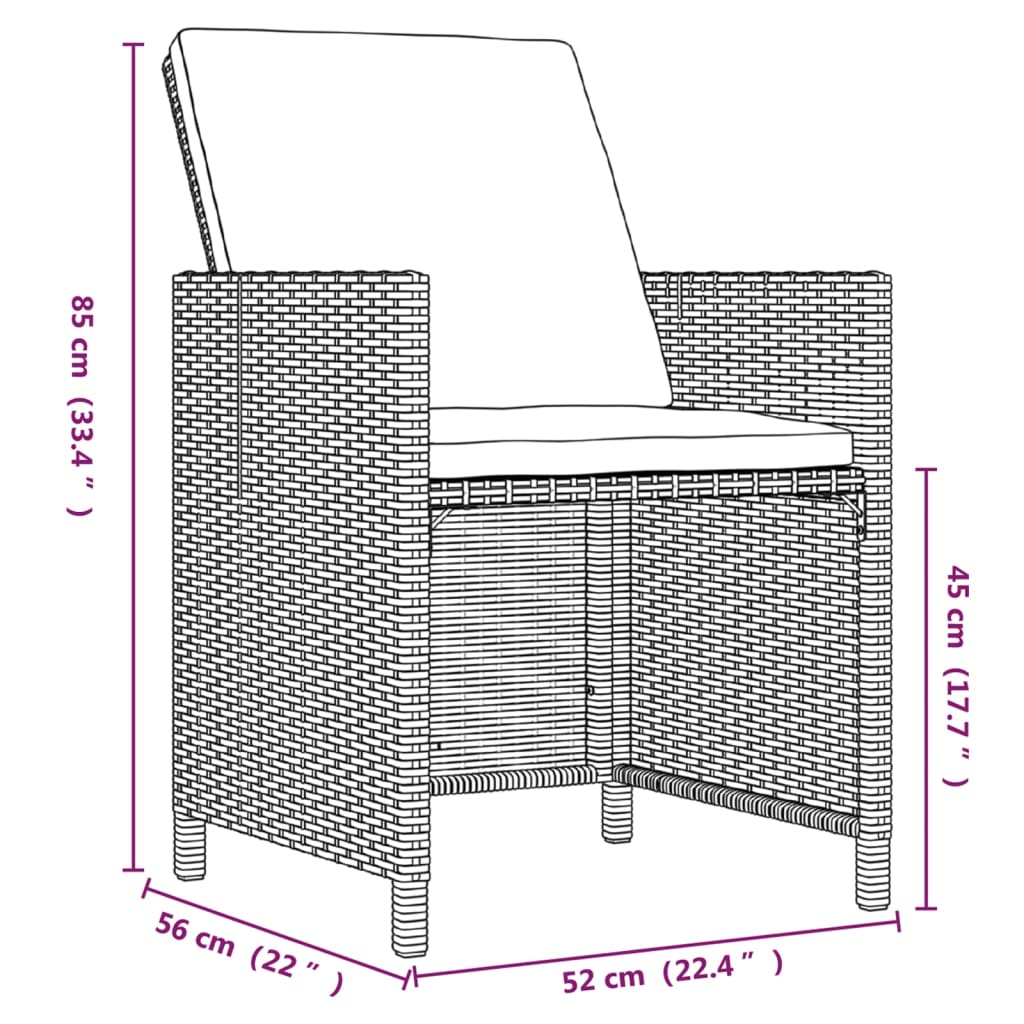 Set da Pranzo per Giardino 5 pz con Cuscini Polyrattan Marrone - homemem39