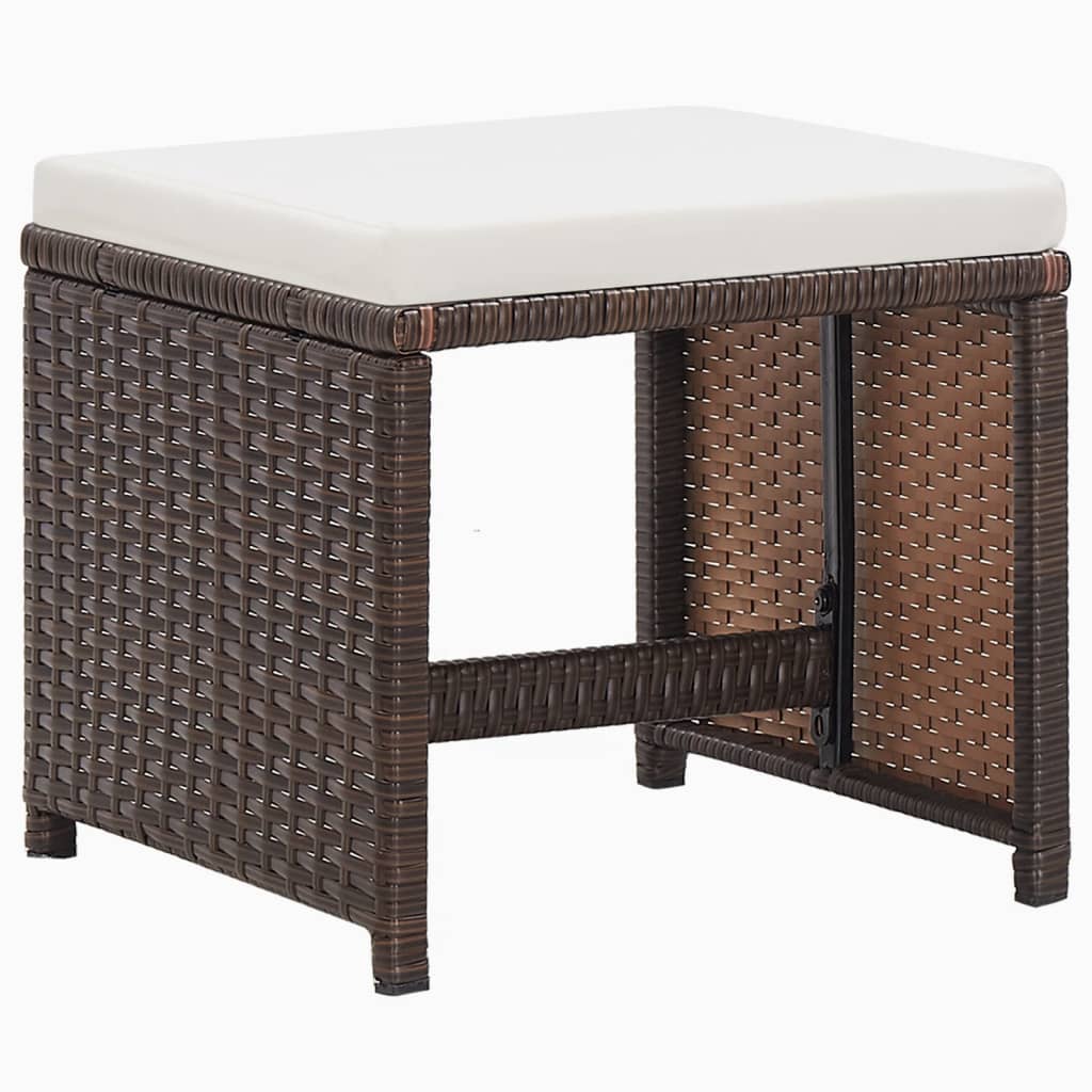 Set da Pranzo per Giardino 9 pz con Cuscini Polyrattan Marrone - homemem39