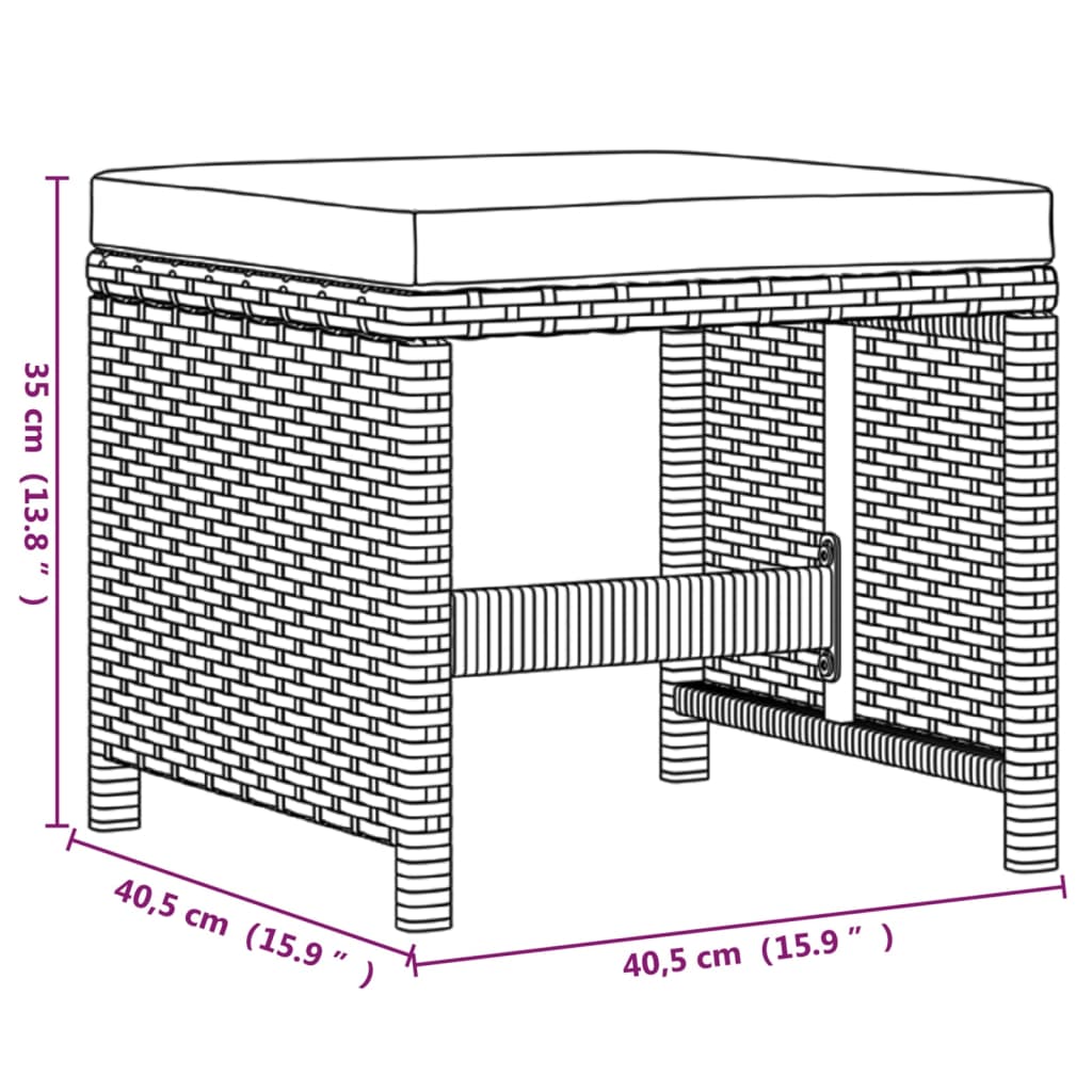 Set da Pranzo per Giardino 9 pz con Cuscini Polyrattan Marrone - homemem39