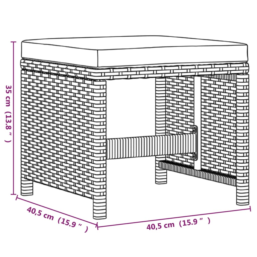 Set da Pranzo per Giardino 9pz con Cuscini in Polyrattan Nero - homemem39