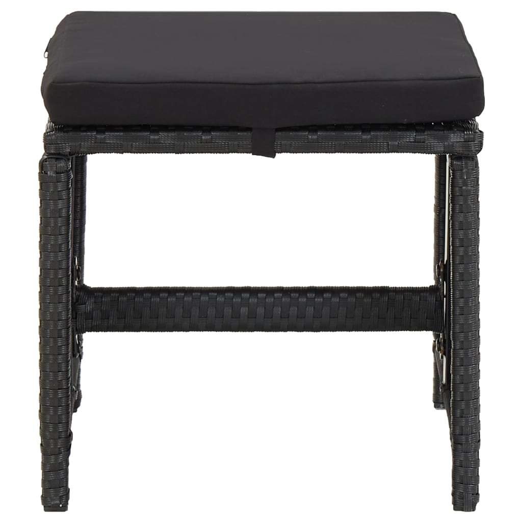 Set da Pranzo da Giardino 9 pz con Cuscini in Polyrattan Nero - homemem39