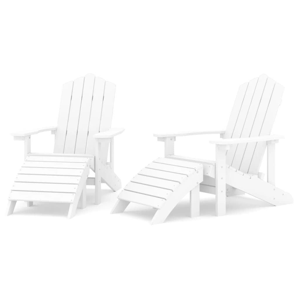 Sedie da Giardino Adirondack 2 pz con Poggiapiedi HDPE Bianco - homemem39