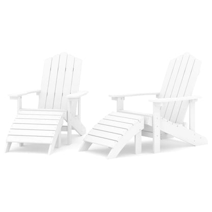 Sedie da Giardino Adirondack 2 pz con Poggiapiedi HDPE Bianco - homemem39