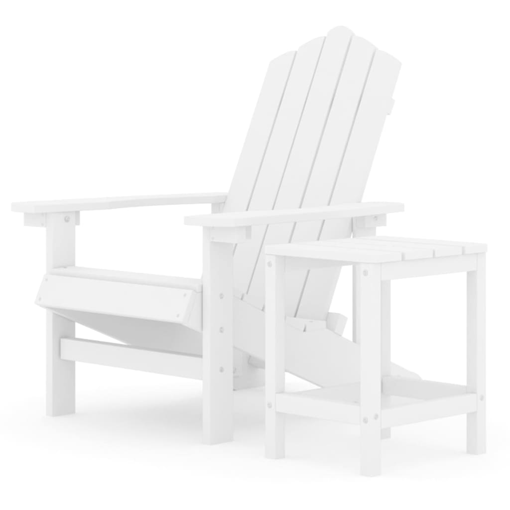 Sedia da Giardino con Tavolo Adirondack in HDPE Bianco - homemem39