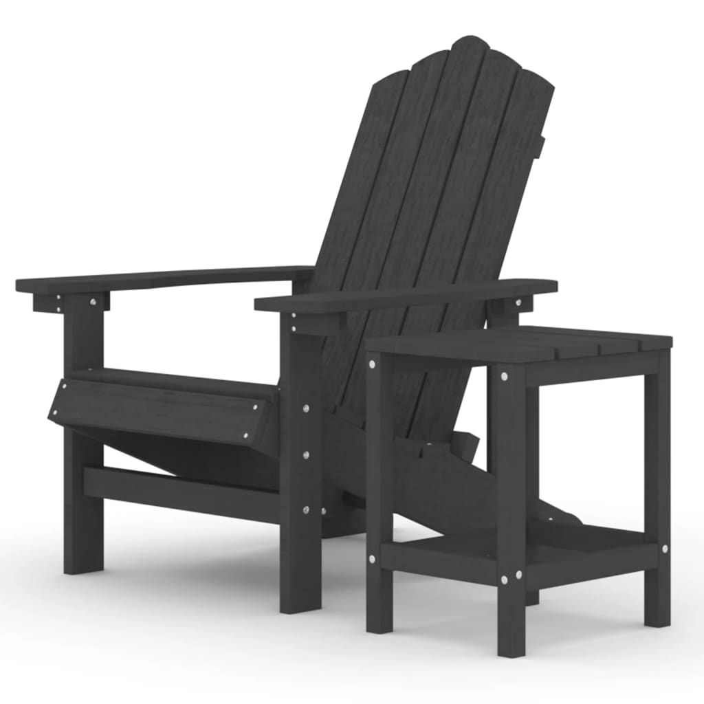 Sedia da Giardino con Tavolo Adirondack in HDPE Nero - homemem39