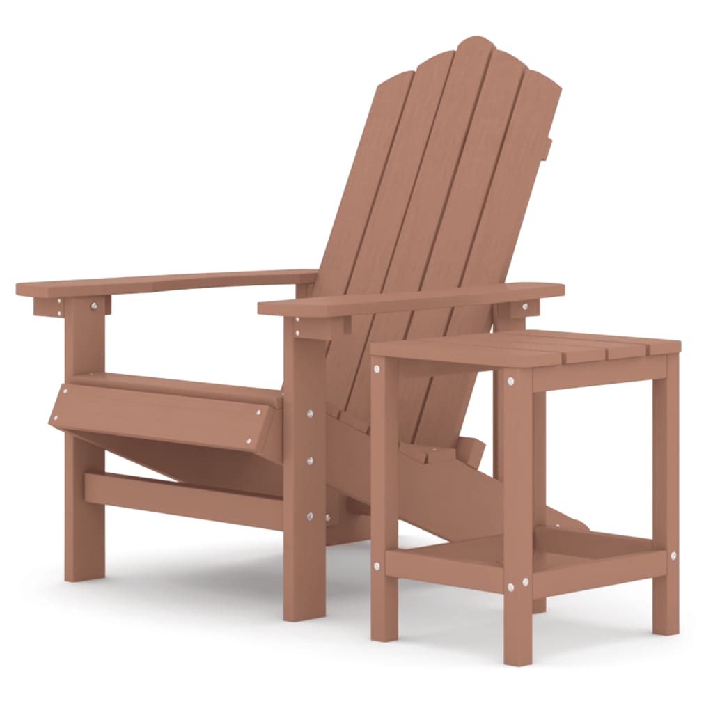 Sedia da Giardino con Tavolo Adirondack in HDPE Marrone - homemem39