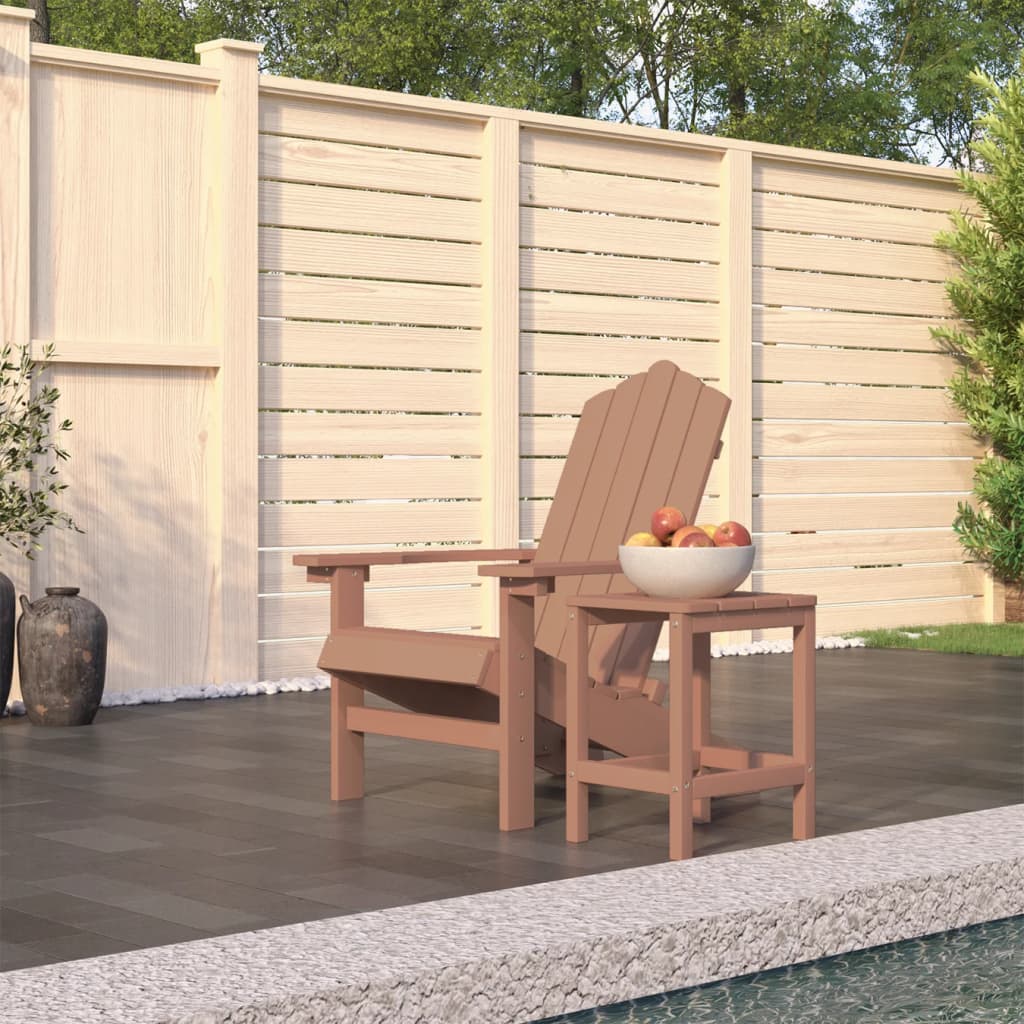 Sedia da Giardino con Tavolo Adirondack in HDPE Marrone - homemem39