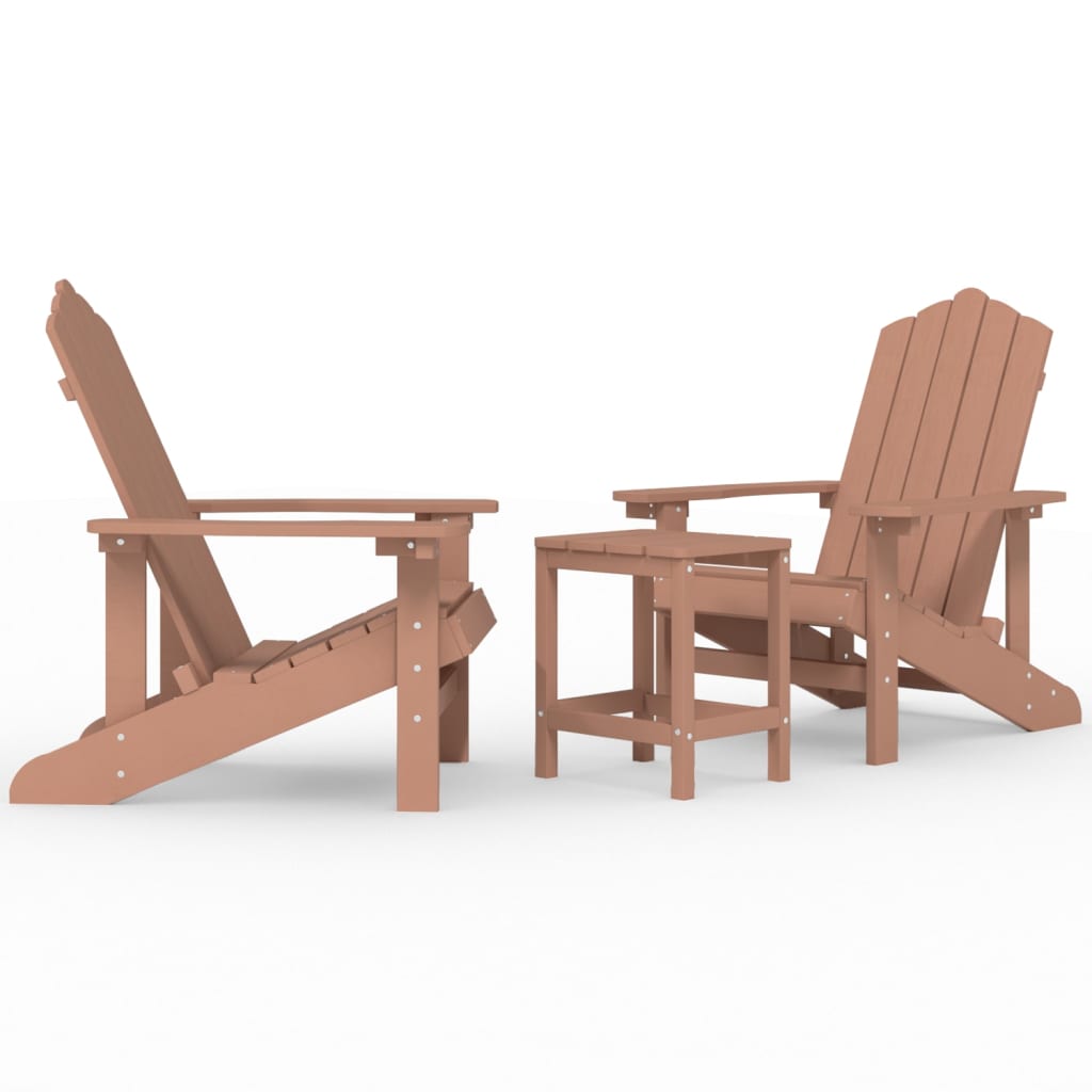 Sedie da Giardino con Tavolo Adirondack in HDPE Marrone - homemem39