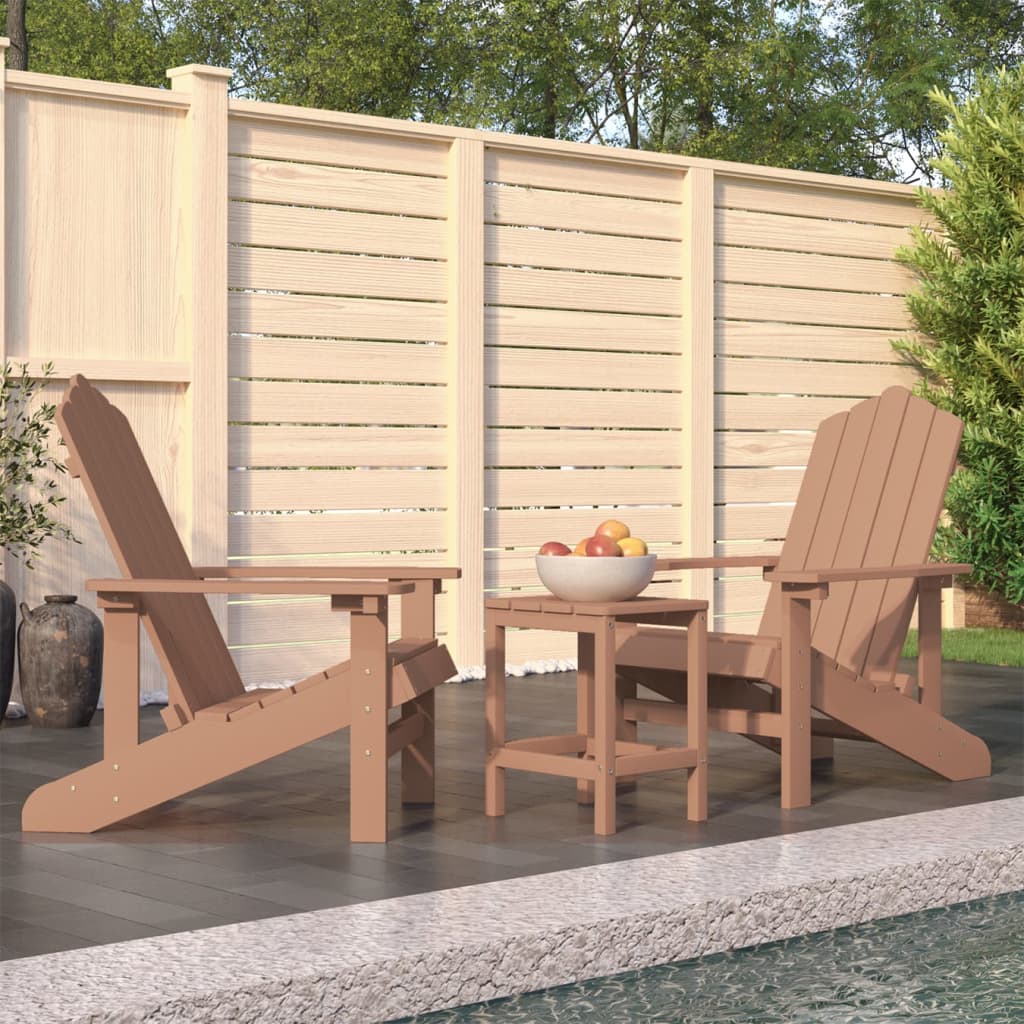 Sedie da Giardino con Tavolo Adirondack in HDPE Marrone - homemem39