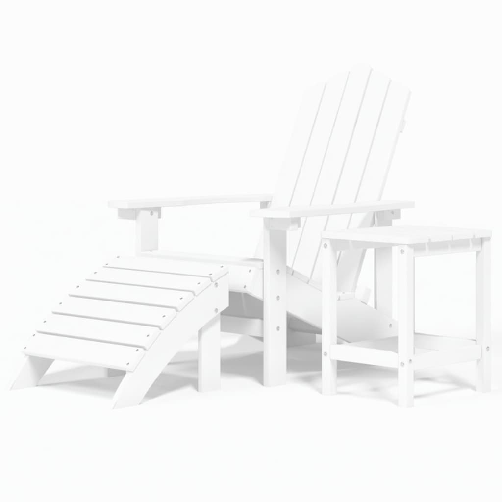 Sedia Giardino con Poggiapiedi e Tavolo Adirondack HDPE Bianco - homemem39