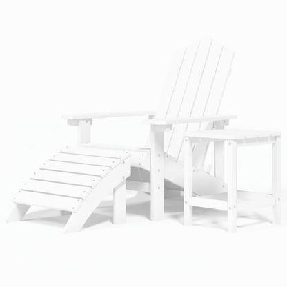 Sedia Giardino con Poggiapiedi e Tavolo Adirondack HDPE Bianco - homemem39