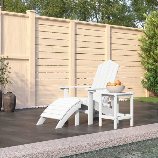 Sedia Giardino con Poggiapiedi e Tavolo Adirondack HDPE Bianco - homemem39