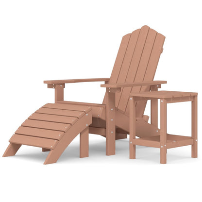 Sedia Giardino con Poggiapiedi e Tavolo Adirondack HDPE Marrone - homemem39