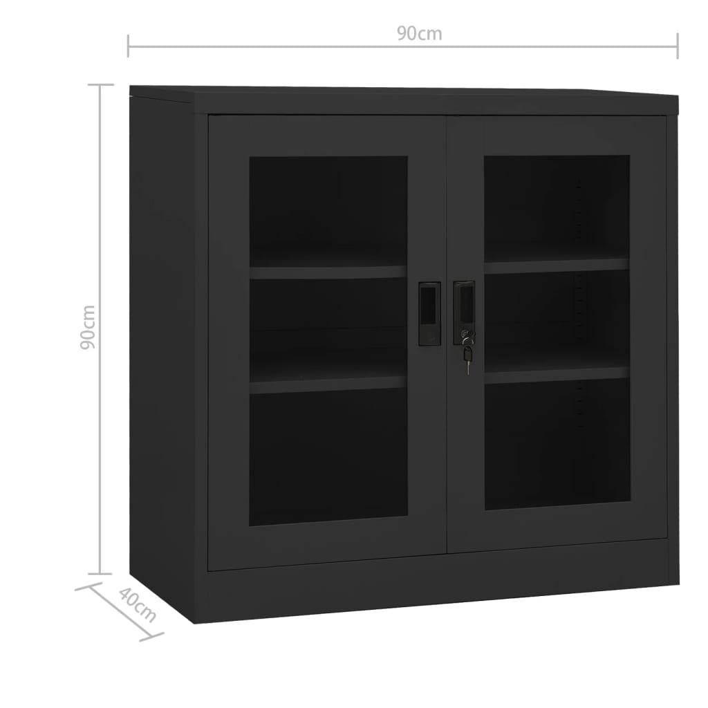 Armadio Ufficio con Fioriera Antracite 90x40x113 cm in Acciaio - homemem39