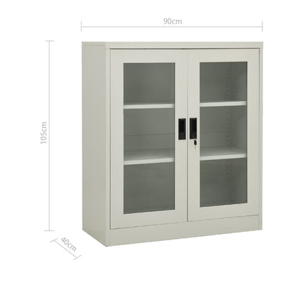 Armadio Ufficio con Fioriera Grigio Chiaro 90x40x128 cm Acciaio - homemem39