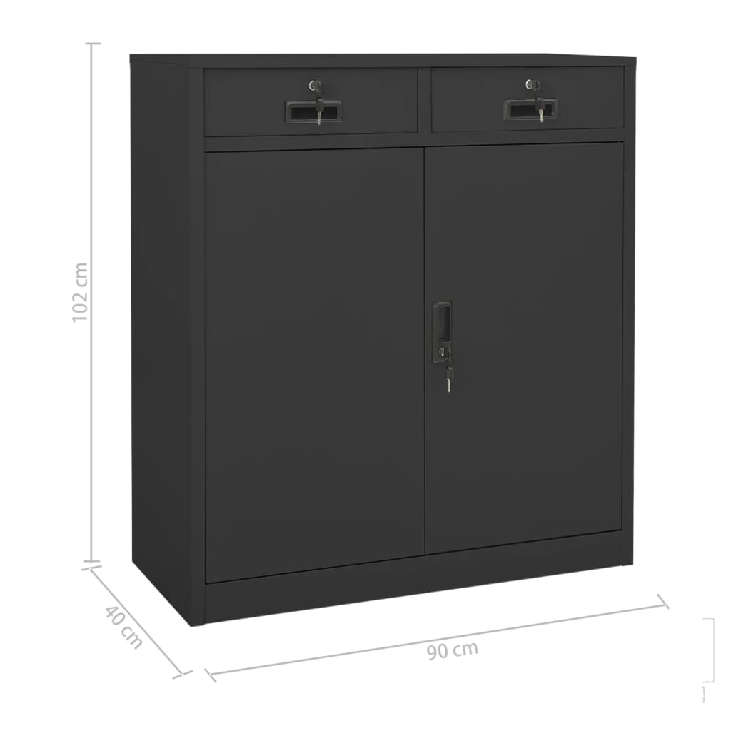 Armadio Ufficio con Fioriera Antracite 90x40x125 cm in Acciaio - homemem39