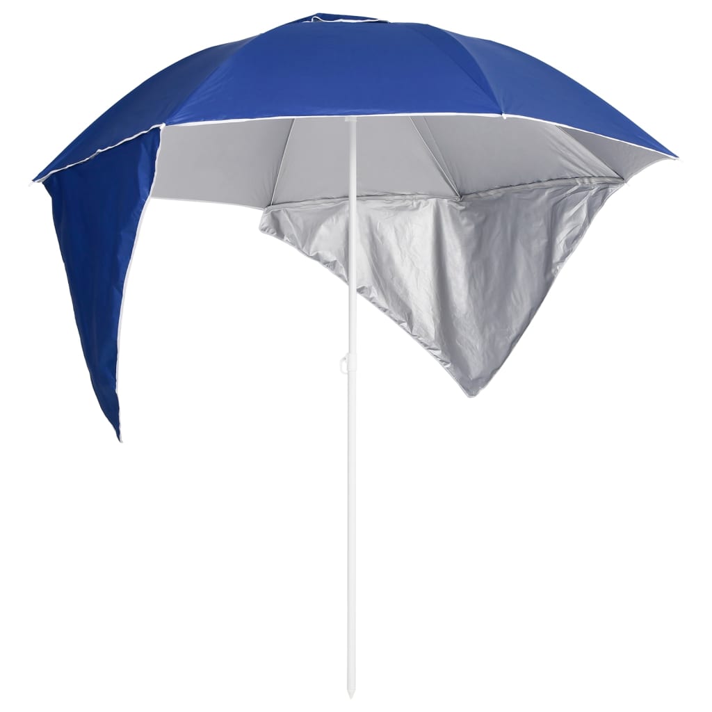 Ombrellone da Spiaggia con Teli Laterali Blu 215 cm - homemem39