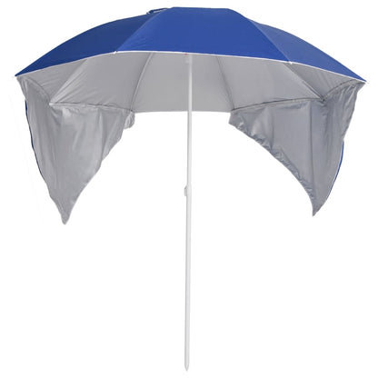 Ombrellone da Spiaggia con Teli Laterali Blu 215 cm - homemem39