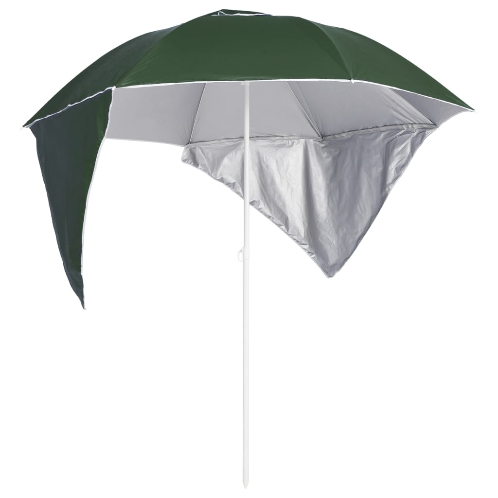 Ombrellone da Spiaggia con Teli Laterali Verde 215 cm - homemem39