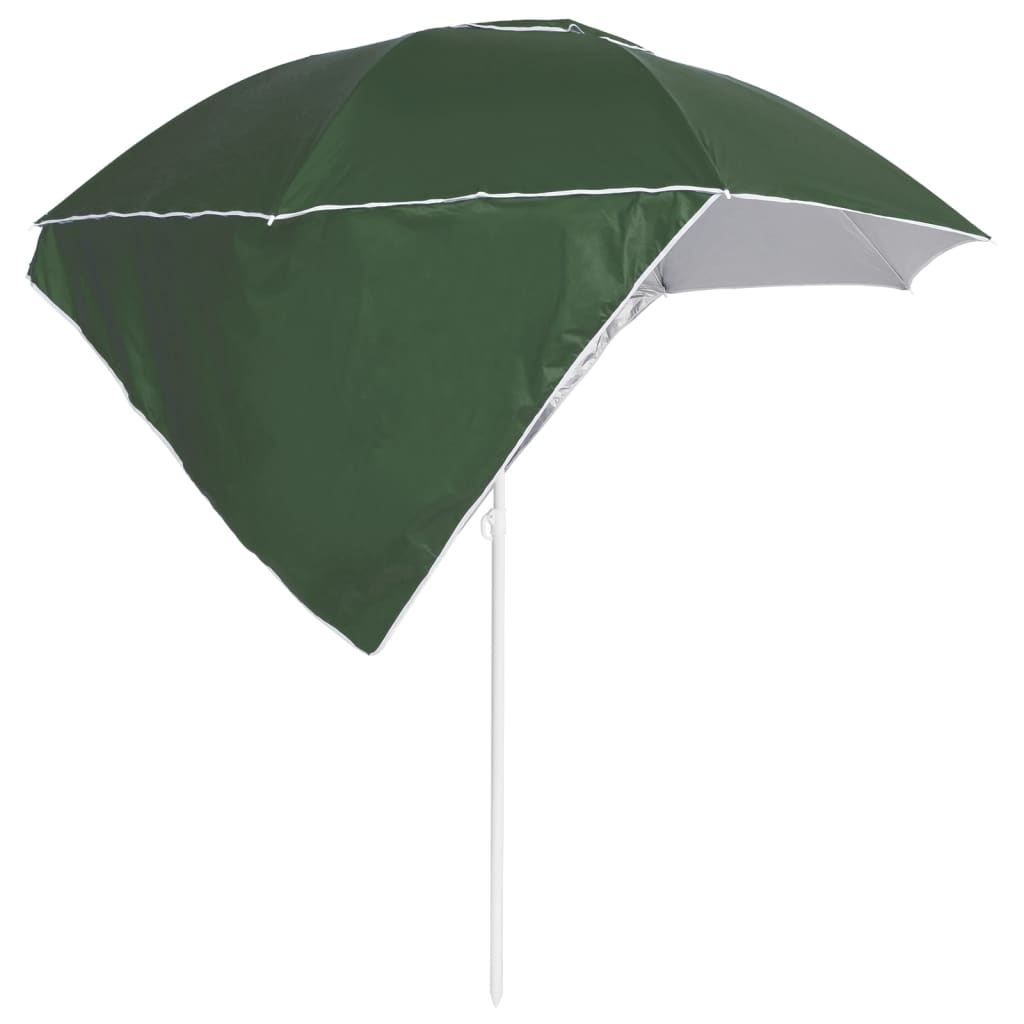 Ombrellone da Spiaggia con Teli Laterali Verde 215 cm - homemem39