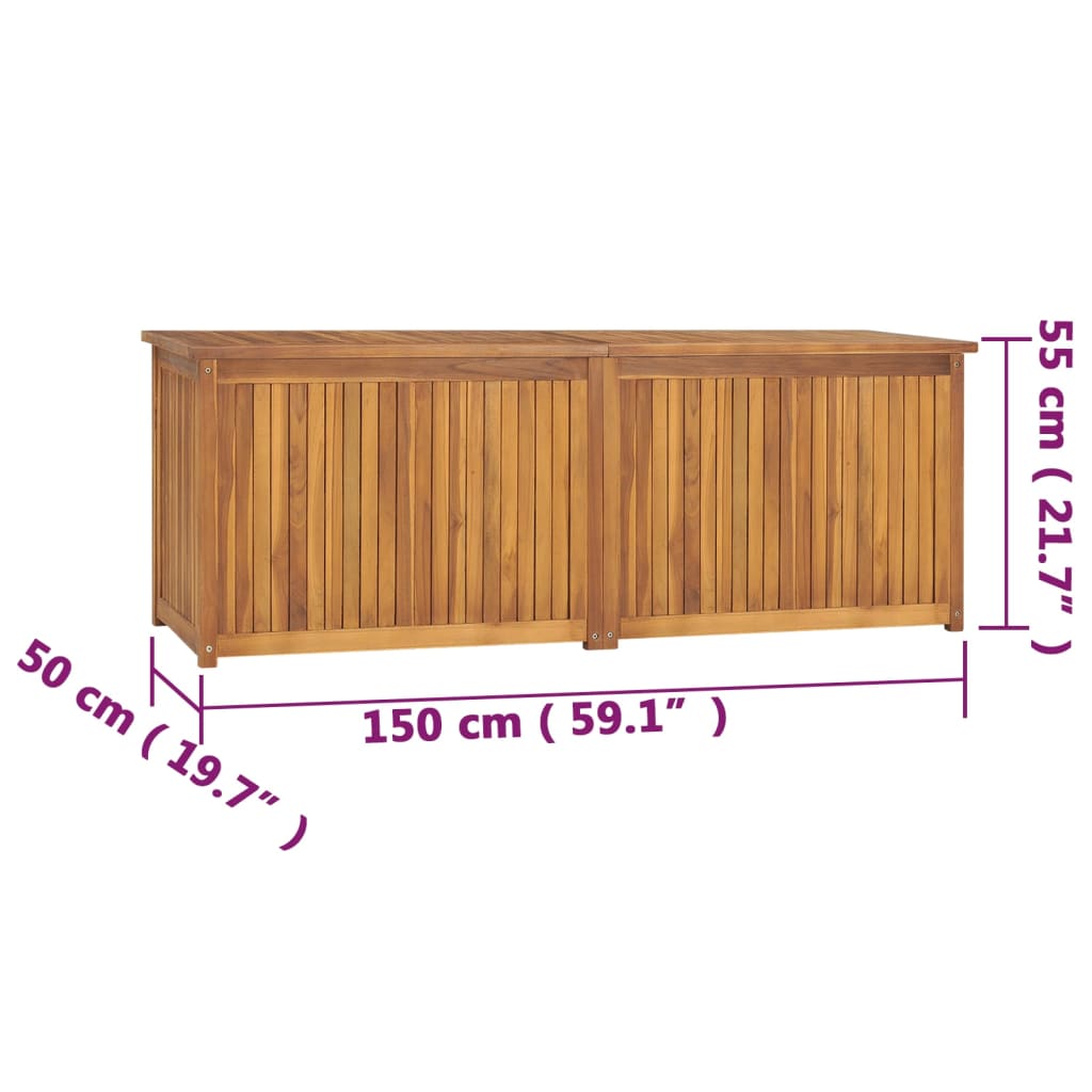 Cassa da Giardino 150x50x55 cm in Legno Massello di Teak - homemem39