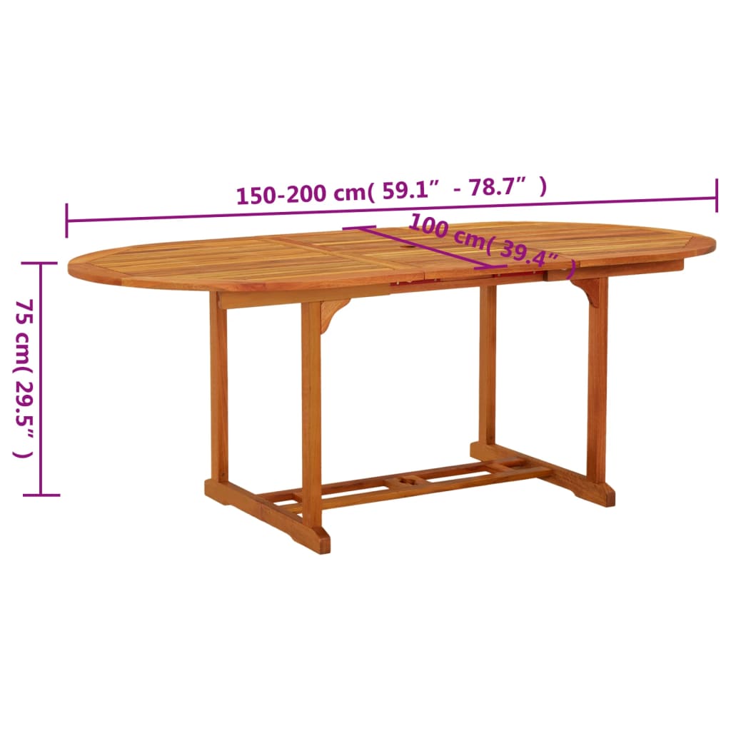 Tavolo da Giardino 200x100x75 cm in Legno Massello di Eucalipto - homemem39