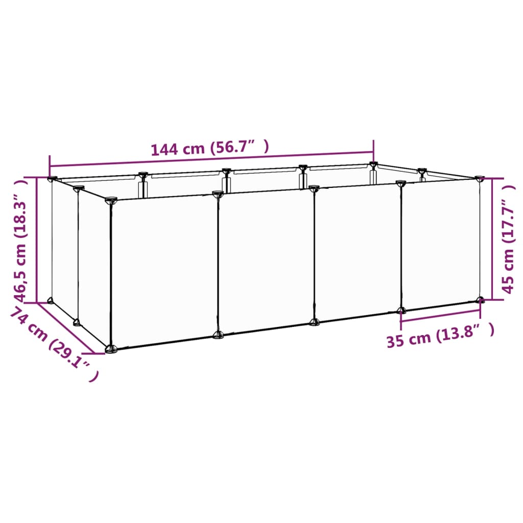 Gabbia per Piccoli Animali Nera 144x74x46,5 cm in PP e Acciaio - homemem39