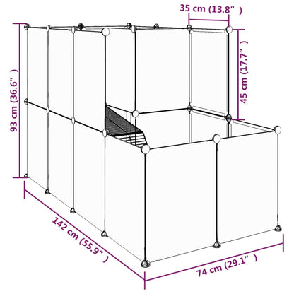 Gabbia per Piccoli Animali Nera 142x74x93 cm in PP e Acciaio - homemem39