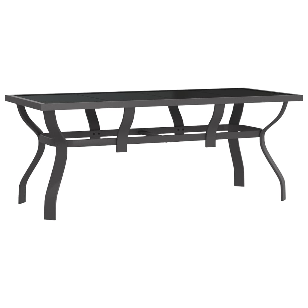 Tavolo da Giardino Grigio e Nero 180x80x70cm in Acciaio e Vetro - homemem39