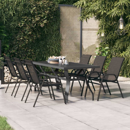 Tavolo da Giardino Grigio e Nero 180x80x70cm in Acciaio e Vetro - homemem39